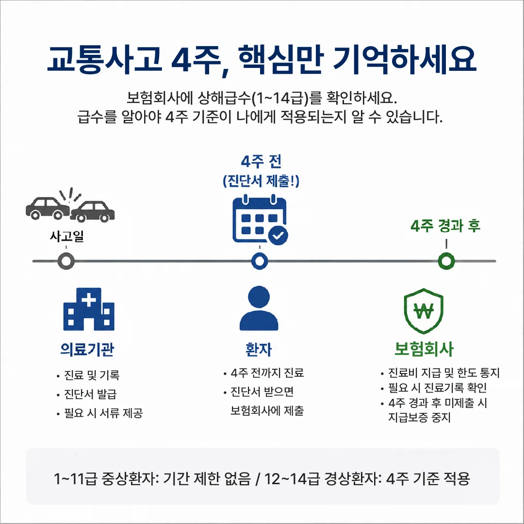 교통사고 4주 진단서 제출과 지급보증 절차 타임라인