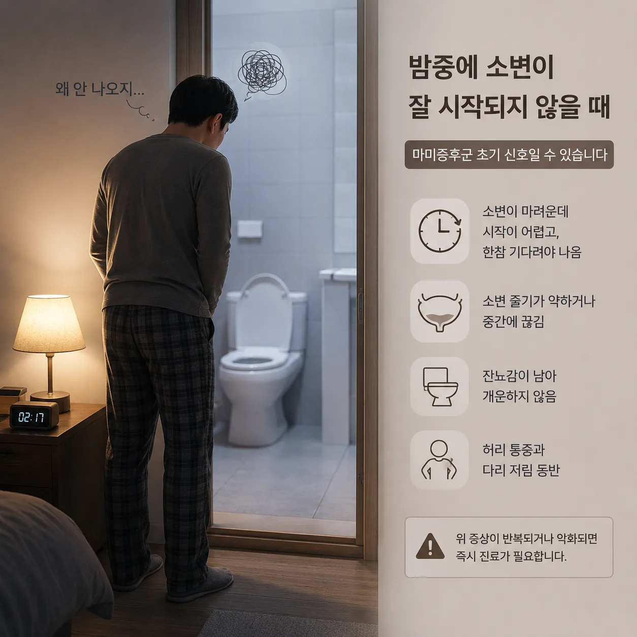 마미증후군 초기 배뇨 이상 상황