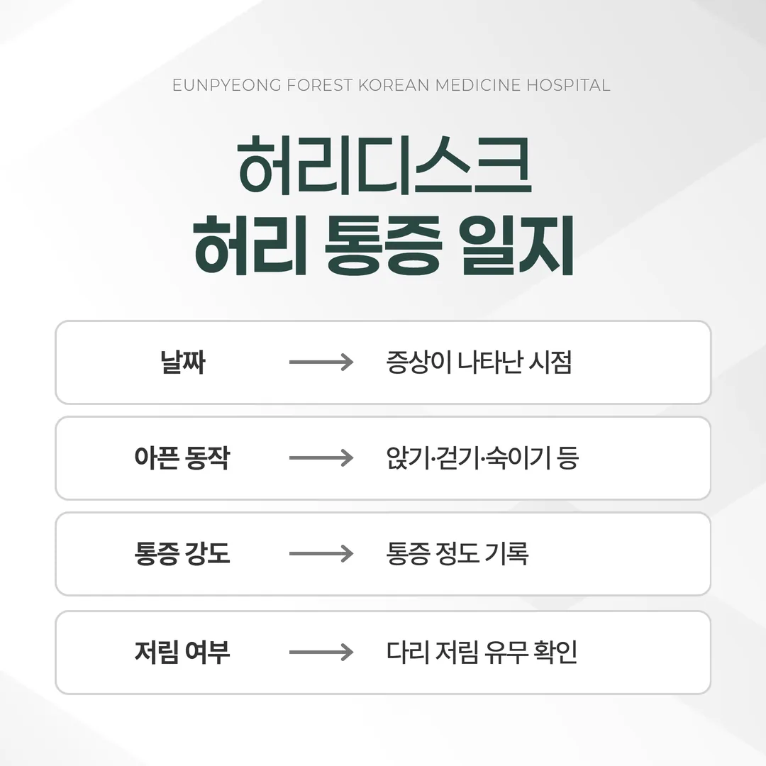 허리 통증 기록 예시 서식