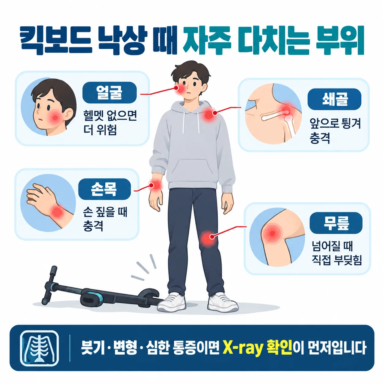 전동킥보드 낙상 시 자주 다치는 부위