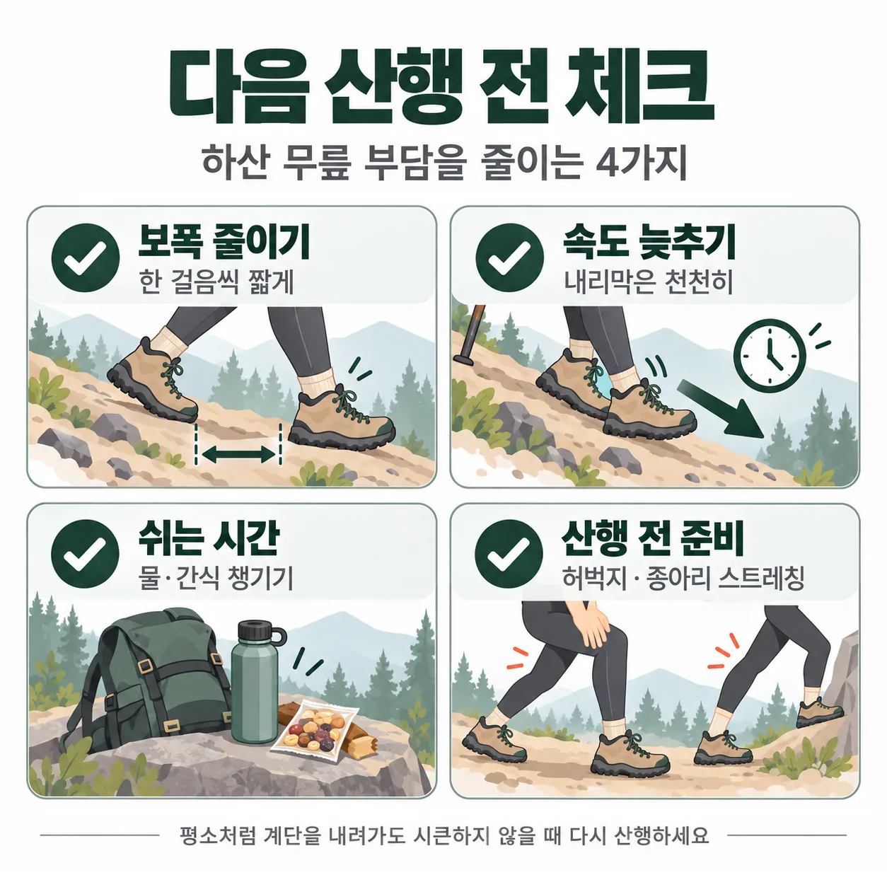 등산 후 무릎 통증 한방 진료 흐름도 진찰 침 약침 추나 경과 살피기